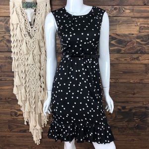 WHBM | Polka Dot‎ Pleated Ruffle Hem Sleeveless Dress
